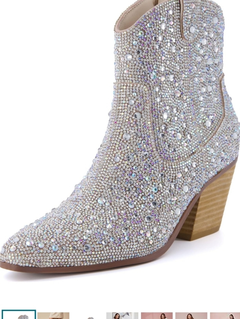 Embellished Silver Crystal Ankle Bootie